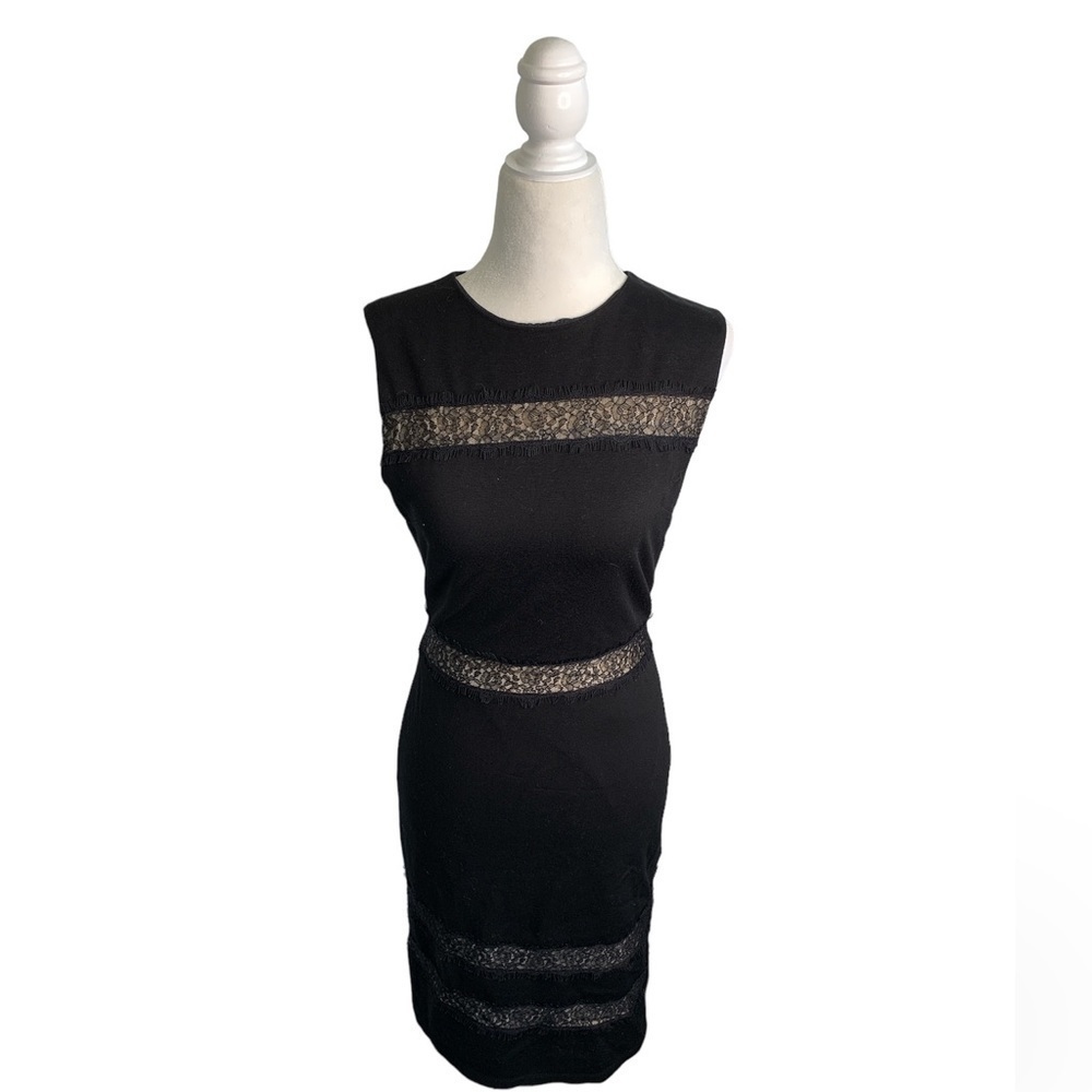 Alice + Olivia Lace Sleeveless Black Bodycon Dress Sz 4